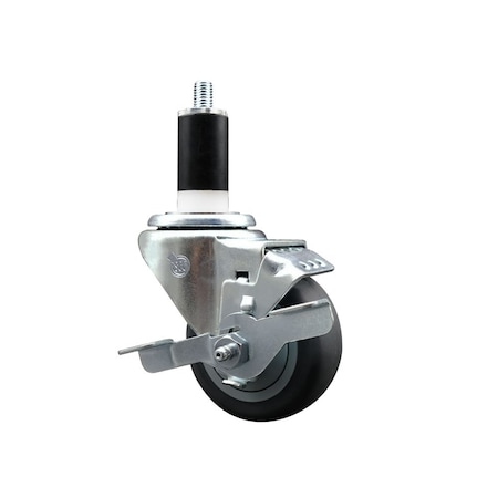 Service Caster 3'' Thermoplastic Rubber Swivel 1-3/8'' Expanding Stem Caster with Brake SCC-EX20S314-TPRB-TLB-138